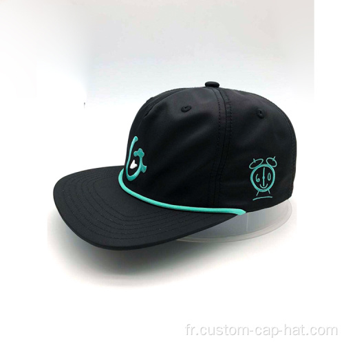 Chapeau de corde Black Snapback personnalisé avec logo brodé